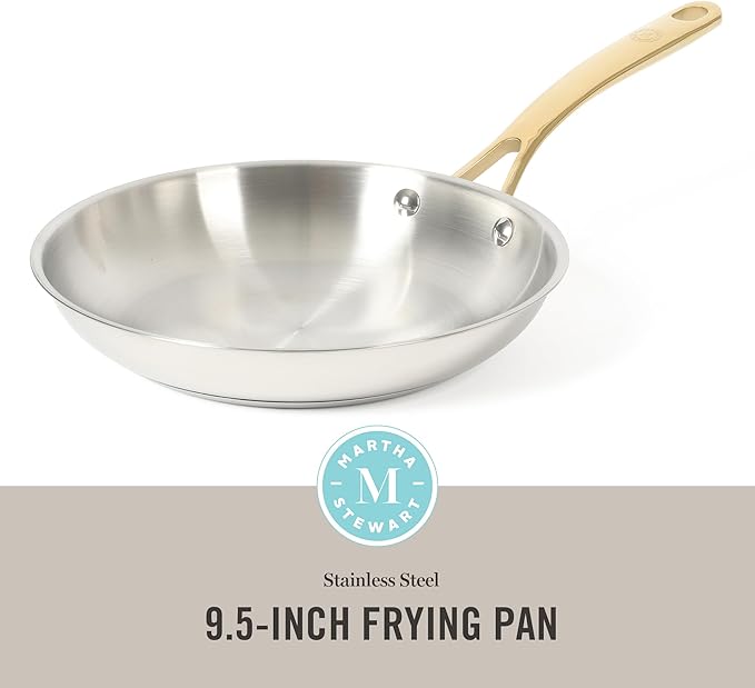 Martha Stewart Castelle 9.5-Inch Stainless Steel Frying Pan - Image 2