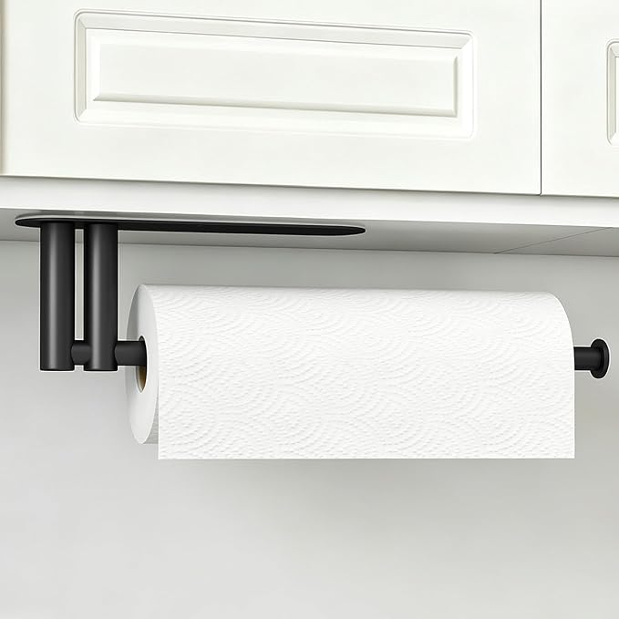 Paper Towel Holder Under Cabinet, Upgraded Dual-Rod Adhesive Paper Towel Holder by STWWO