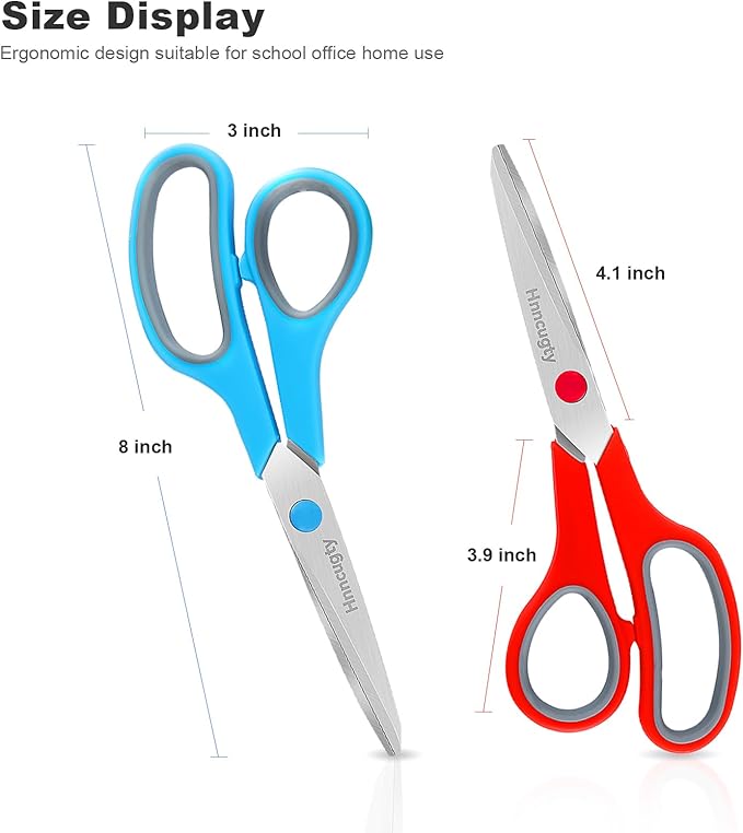 Scissors, Hnncugty 8" Scissors All Purpose Bulk Set of 6-Pack, Sharp Shears - Image 2