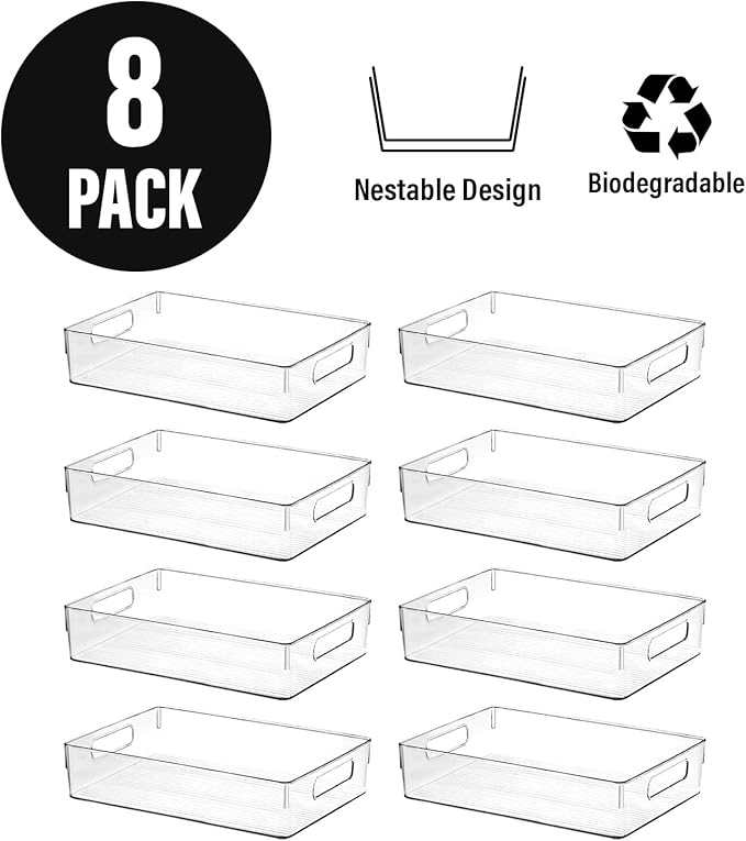 Clear Plastic Storage Bins, Home Bathroom Laundry Room Freezer Refrigerator - Image 4