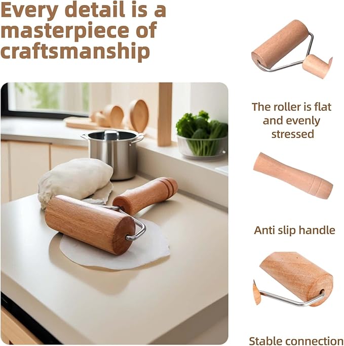 Stainless Steel & Beechwood Rolling Pin - Image 3