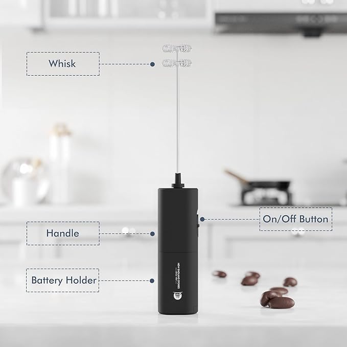Powerful Milk Frother with Self-Stand Design, Handheld Foam Maker Mini Whisk - Image 3