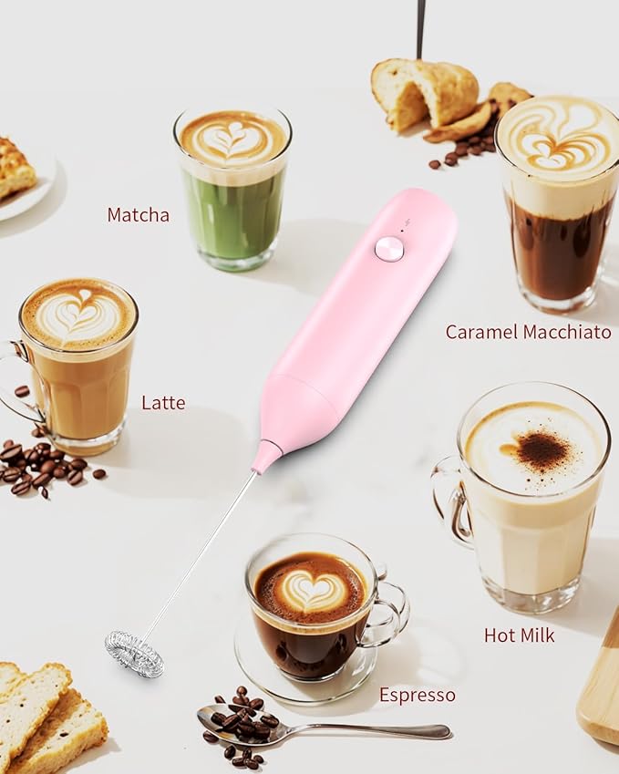 CIRCLE JOY Milk Frother Handheld Rechargeable Milk Foamer Electric Mini Drink - Image 8