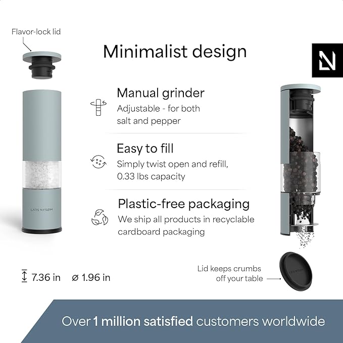 LARS NYSØM Salt and Pepper Grinder Set Manual, Stainless Steel Salt and Pepper - Image 4
