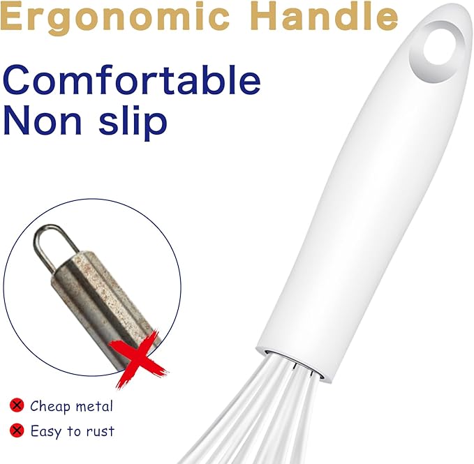 OYV White Silicone Whisk, Sealed Waterproof Design Set of 3, Professional - Image 5