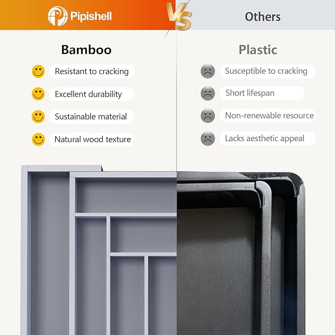 Pipishell Bamboo Expandable Drawer Organizer - Image 6