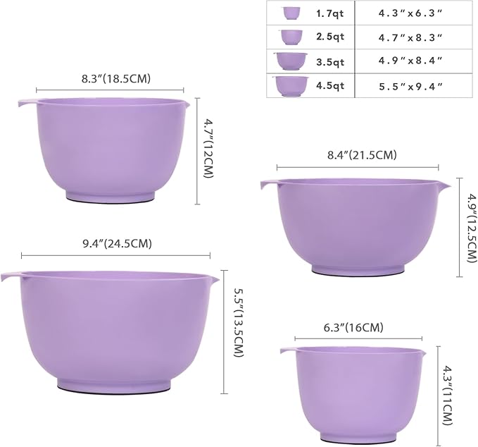 BoxedHome Nesting Plastic Mixing Bowl Set, 4 Piece Mixing Bowl Set - Image 4