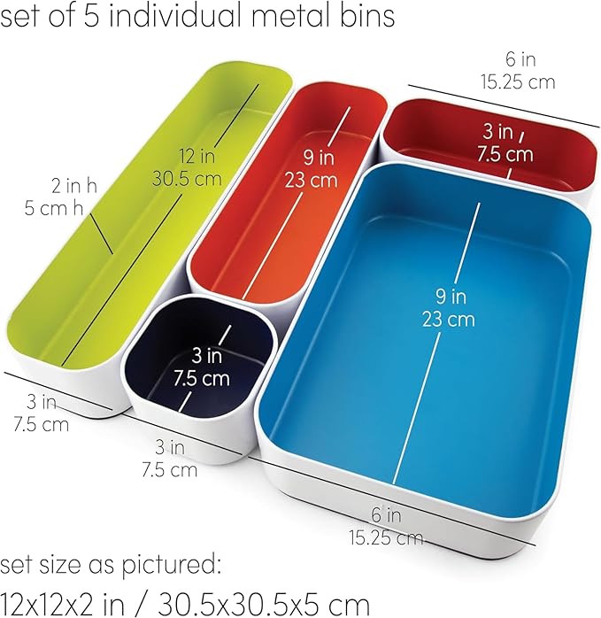 Three by Three Seattle 5 Piece Metal Organizer Tray Set - Image 3