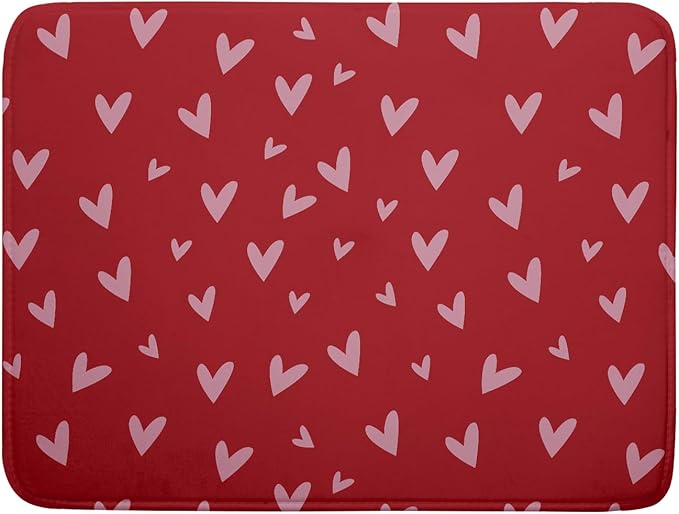 Valentines Dish Drying Mat for Kitchen Counter 18x24 Inch Valentine's Day Red by Aytipun