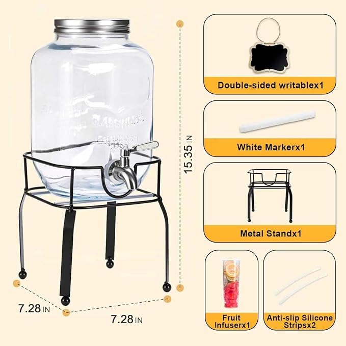 1 Gallon Glass Drink Dispensers - Image 3