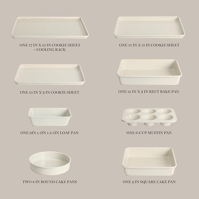 Martha Stewart Gallen 10 Piece Baking Pans Ceramic PFA Free Non Toxic Non Stick - Image 3