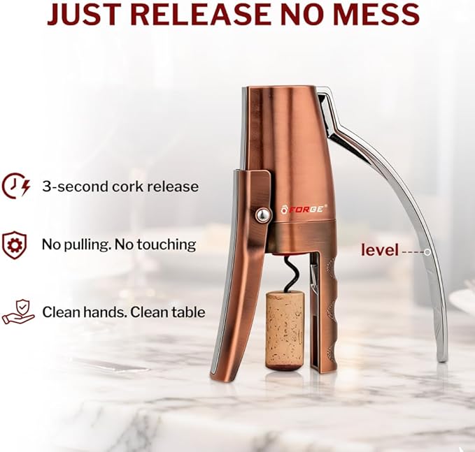 Forge Quality Compact Vertical Lever Corkscrew Wine Opener - Image 7