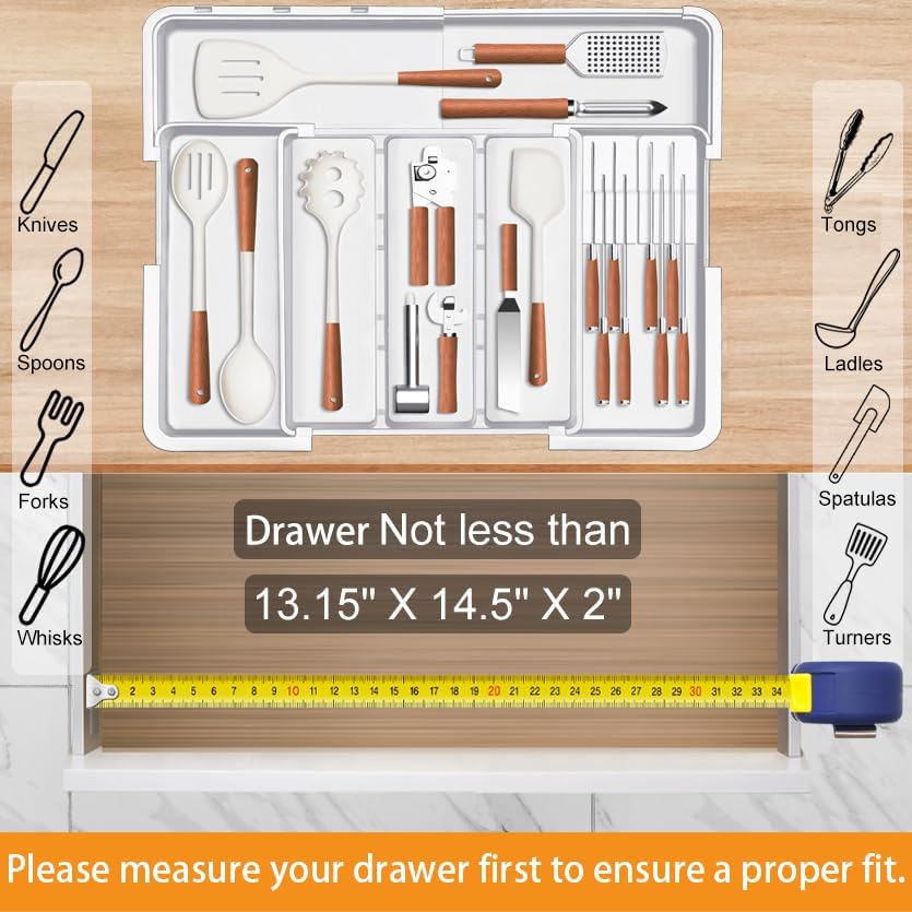 Homecor Kitchen Drawer Organizer Large Expandable Utensil Organizer