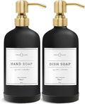 Vine Creations Black Glass Soap Dispenser, 2 Pack Kitchen Soap Dispenser Set by VineCreations