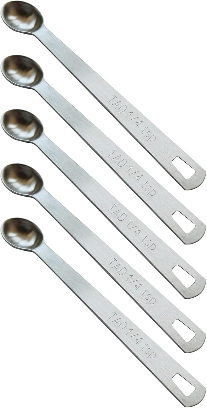 5PCS 1/4 Teaspoon Single Tiny Measuring Spoon, Small Individual Stainless Steel by BERYLER