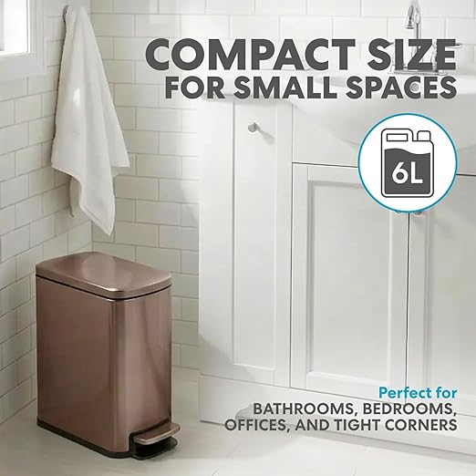 SIMPLI-Magic 6L/1.6G Stainless Steel Bathroom Trash Can - Image 2