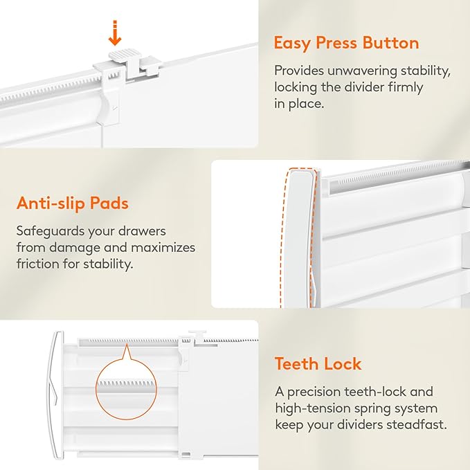 Lifewit 5" Tall 6 Pack Drawer Dividers, 30-47cm/11.5-18.5" Expandable Drawer - Image 6