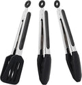 9 Inch Small Kitchen Tongs Set of 3, Silicone Cooking Tongs by Pharamat