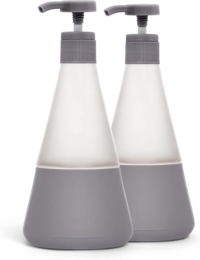 Cleancult Dish Soap Dispenser (15oz, 2 Pack) - Refillable Glass Soap Dispenser with Pump - Shatter Resistant Dish Soap Dispenser for Kitchen Sink - Non Slip Silicone Sleeve - Charcoal