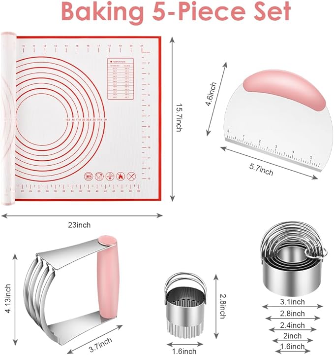 Pastry Cutter, Biscuit Cutter, Dough Scraper, Silicone Baking Mats, Stainless - Image 3