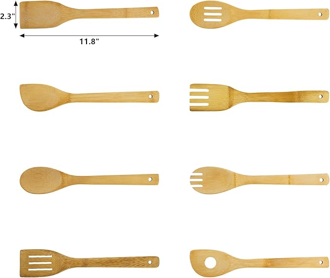 DEAYOU 16 PCS Bamboo Kitchen Utensils, Wood Spoons Spatula Set - Image 2