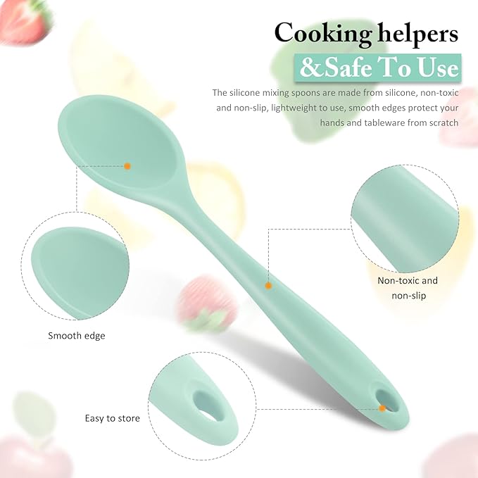 Shappy 4 Pieces Silicone Cooking Spoons 10.6 Inch Heat Resistant Kitchen Spoons - Image 3