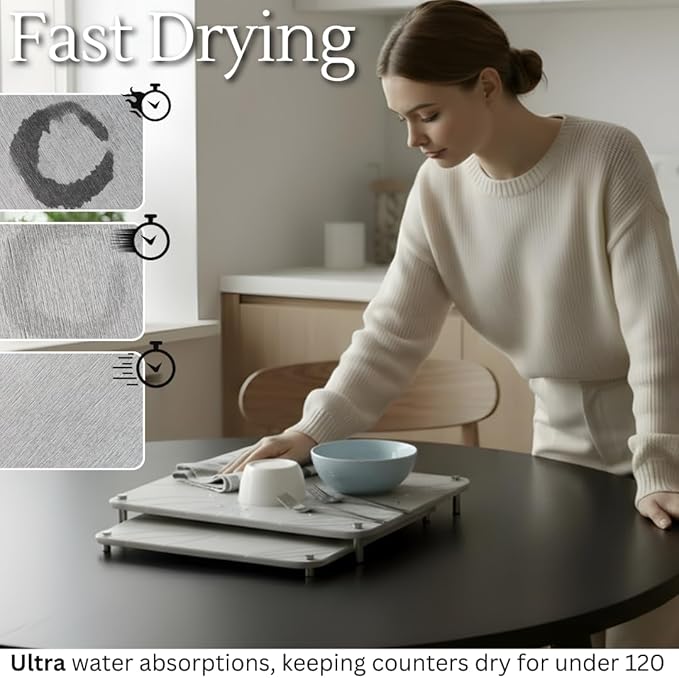 2 PCs Nesting Stone Drying Mat for Kitchen Counter - Image 3