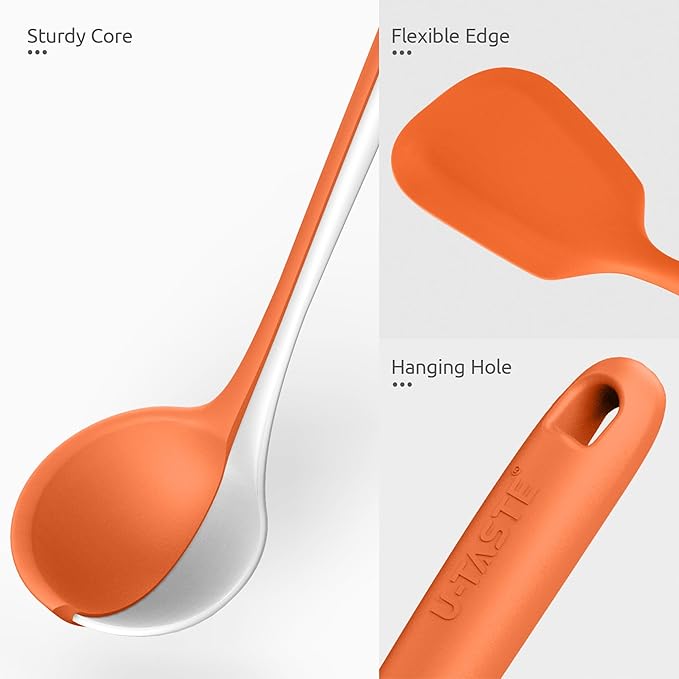 Silicone Kitchen Cooking Utensil Set: U-Taste 600ºF Heat Resistant 13.6in Extra - Image 5