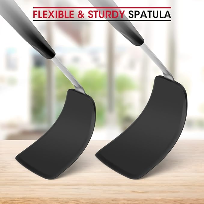 Unicook Flexible Silicone Spatula Turner 2 Pack, 600°F Heat Resistant Spatula - Image 5
