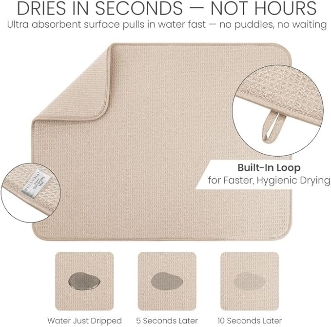 Bellemain XL Dish Mat 24" x 17" Microfiber Dish Drying Mat, Super absorbent - Image 3