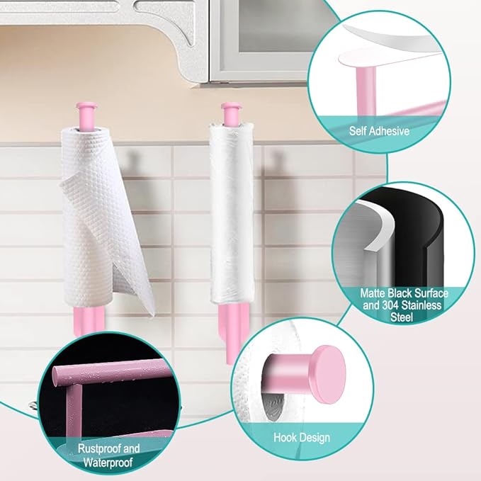 MGahyi Paper Towel Holder Wall Mount, Self Adhesive Or Drilling Paper Towel - Image 3