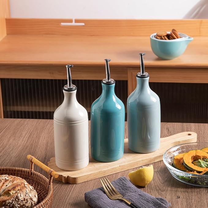 Sweejar Ceramic Olive Oil Dispenser Bottle, Opaque Oil Cruet Protects to Reduce - Image 7