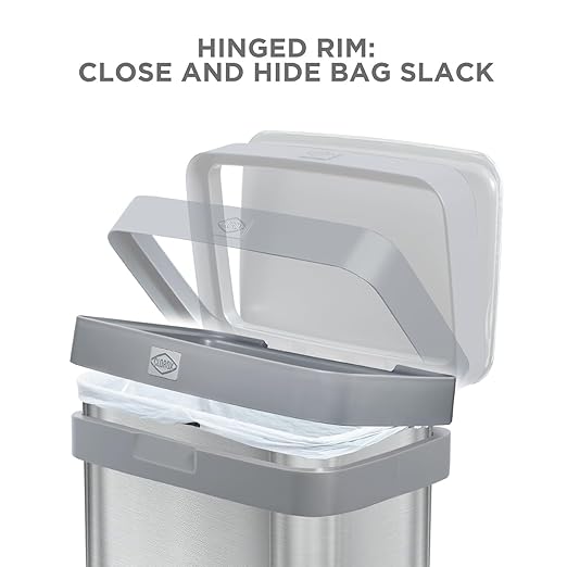 Clorox 13 Gallon Trash Can - 50L Kitchen Trash Can - Rectangular Stainless - Image 3