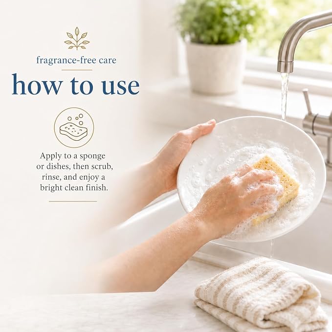 Ginger Lily Farms Botanicals Plant-Based Liquid Dish Soap, Concentrated Formula with Max Grease Cleaning Power, Cruelty-Free, Fragrance-Free, 24 Fl Oz