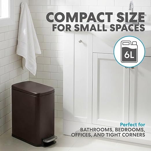 SIMPLI-Magic 6L/1.6G Stainless Steel Bathroom Trash Can - Image 2
