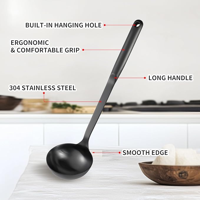 304 Stainless Steel Cooking Utensils Set, Include Skimmer, Soup Ladle, - Image 4