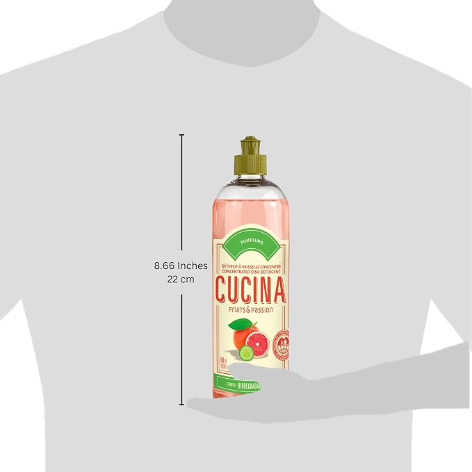 Cucina Fruits & Passion Dish Soap Dishwashing Detergent Refill – Pompelmo (Grapefruit), 16.9 fl oz, Made in Canada