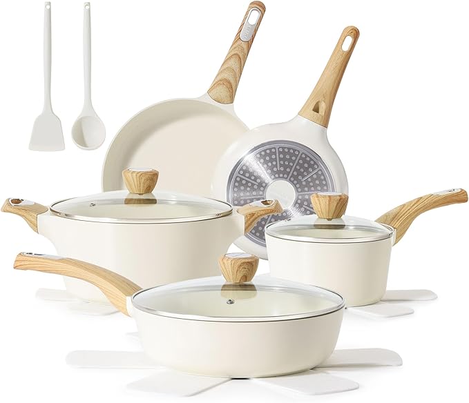 SENSARTE Ceramic Cookware Sets, Pots and Pans Set Non stick, Granite Induction by SENSARTE