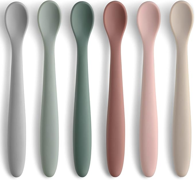 6-Piece Silicone Baby Feeding Spoons, First Stage Infant Spoons, Soft-Tip Easy by NETANY