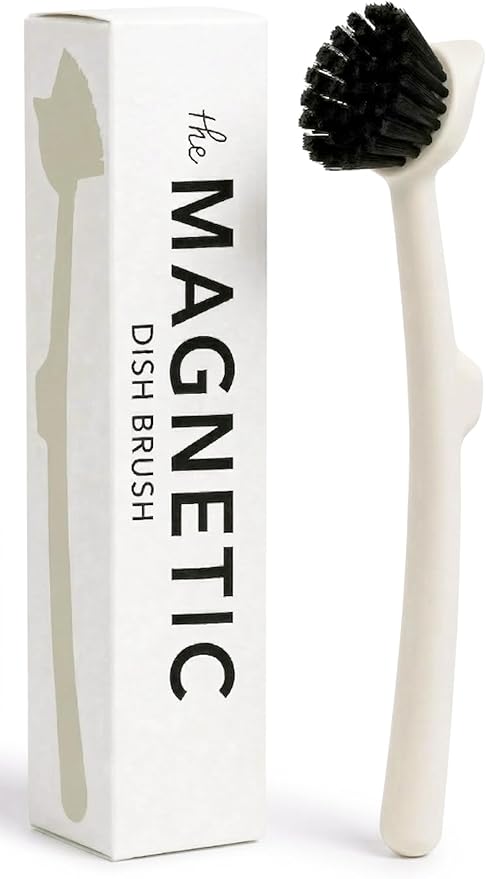 Earth & Mango Magnetic Dish Brush & Scraper, Snaps to Sink, Non-Scratch by Earth+%26+Mango