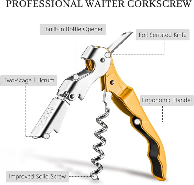 HYZ 2-Pack Wine Opener Waiter Corkscrew, Professional Wine Key - Image 2