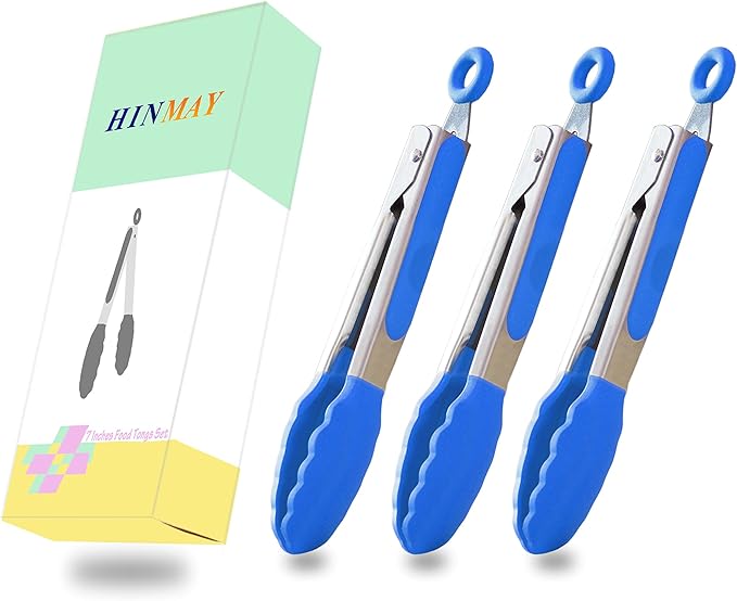 HINMAY Small Tongs with Silicone Tips 7-Inch Serving Tongs - Image 7