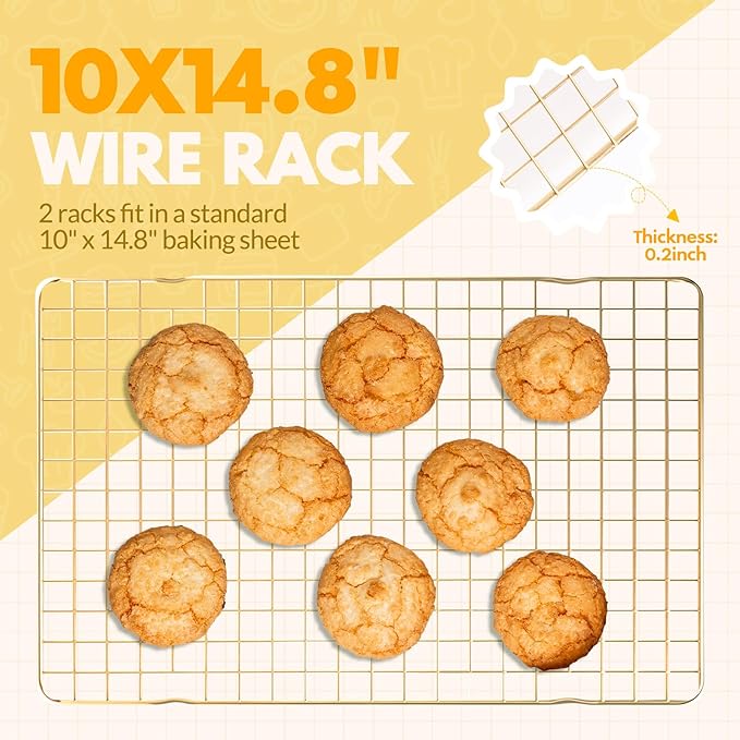 2 PCS Cooling Racks for Cooking and Baking, 14.8x10 Inches Stainless Steel - Image 2