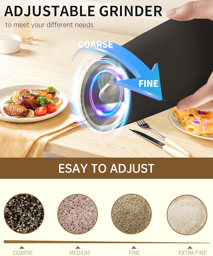 CIRCLE JOY Rechargeable Electric Salt and Pepper Grinder Set Gravity Salt and - Image 4