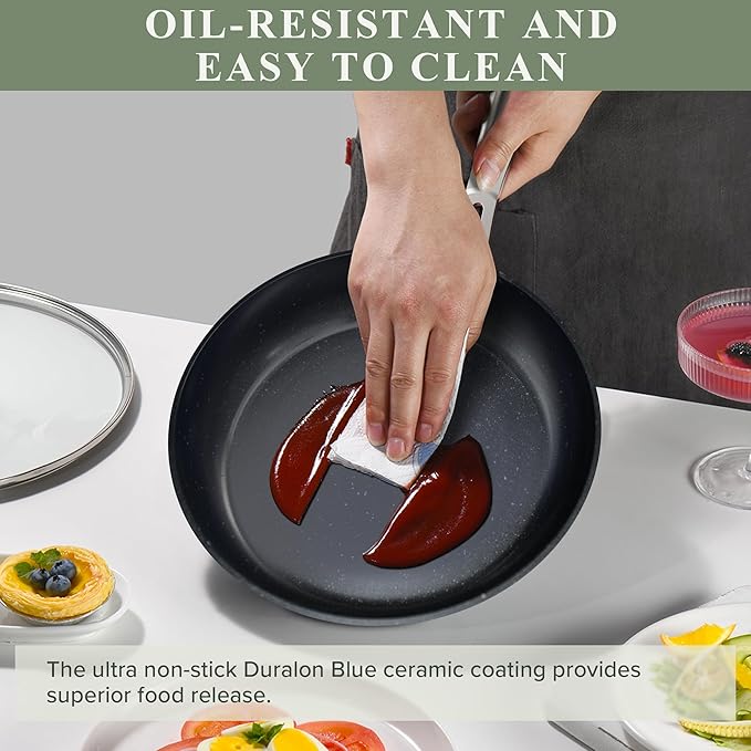 Nuwave Healthy Duralon Blue Ceramic Nonstick Cookware Set, Diamond Infused - Image 8