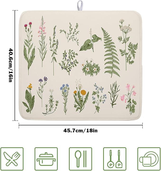 Kawani Sage Flower Herbs Dish Drying Mat - Image 2