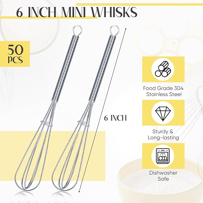 Baderke 50 Pcs Mini Whisk Bulk Small Whisks - Image 2