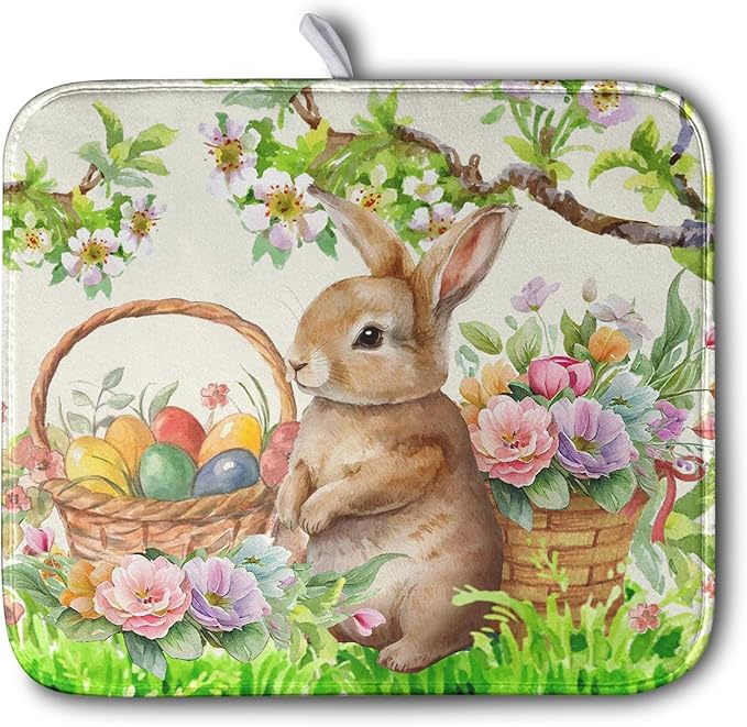 Easter Egg Bunny Dish Drying Mat by Kwlegh