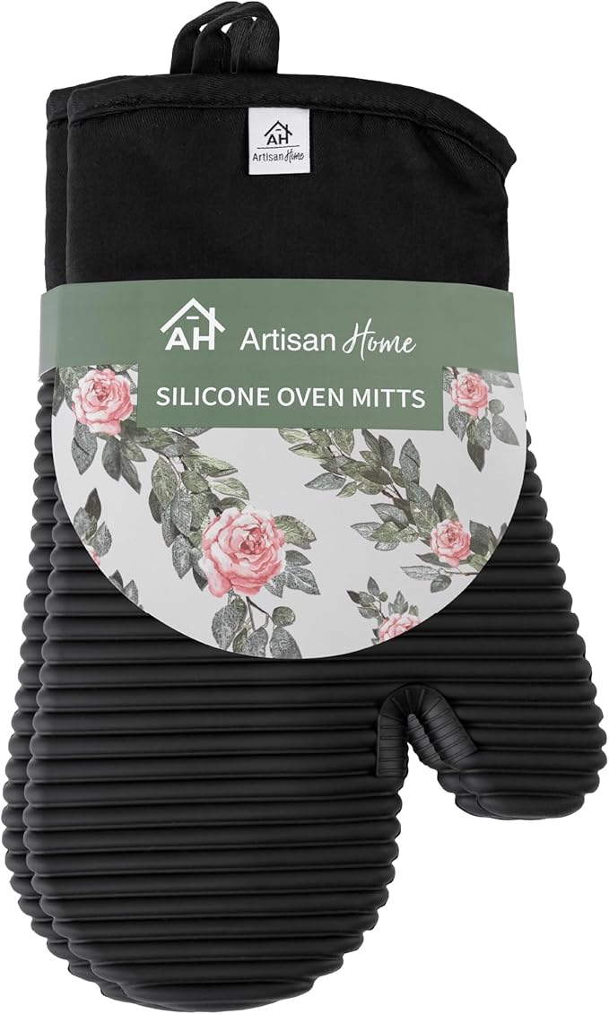 Extra Long Silicone Oven Mitts | Heat Resistant 500°F BPA-Free Food Grade - Image 2