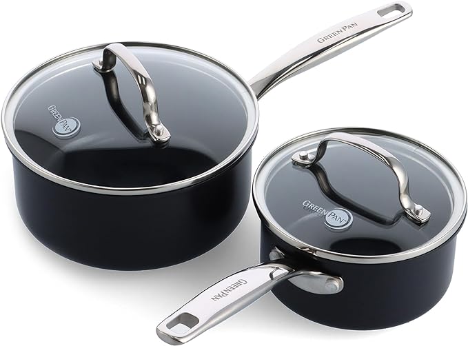 GreenPan Prime Chatham 1QT & 2QT Saucepan Pot Set by GreenPan